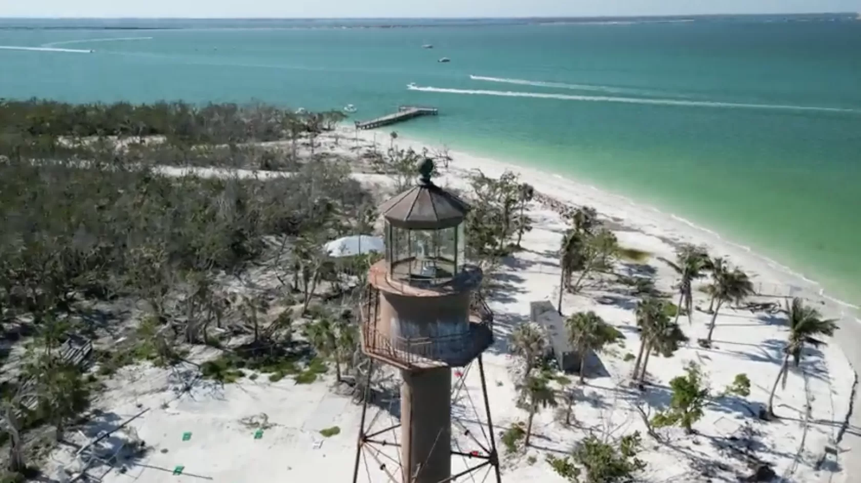 Sanibel Island Lighthouse Beach Park shown from above